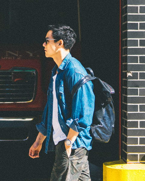 EdWonder X Burgundy Assemblage | Leather & Canvas Backpack M