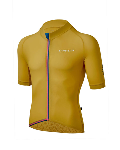 Men's EdW Edition Jersey 3.0 in Reef Gold, featuring race fit and reflective graphics for cycling performance.
